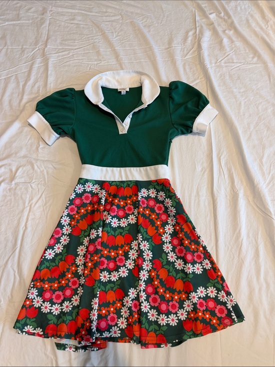 Unique Vintage Dresses & Skirts - Unique Vintage Retro Floral Fit & Flare Collared Dress Size Medium Cottagecore